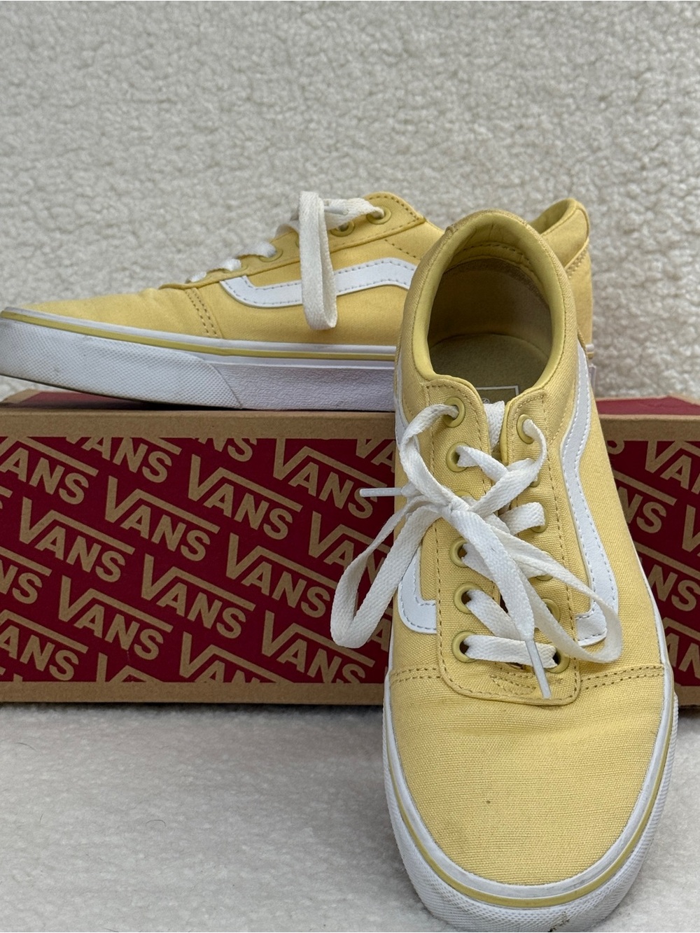 Vans Yellow Canvas Ward Sneakers with White Stripe
